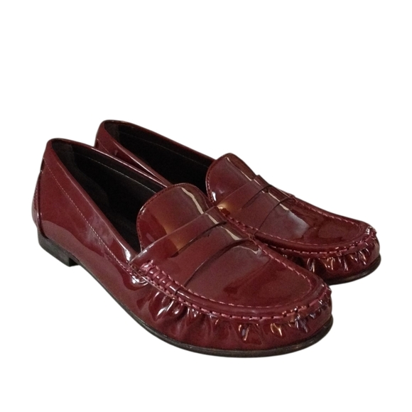 Zara Burgundy Patent Leather Loafers Size 6 - Picture 10 of 10